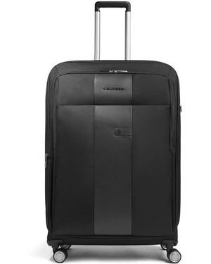 Piquadro Erweiterbarer Großer Koffer Mit 4 Rollen - Schwarz