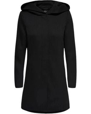 ONLY Zwarte Gedrapeerde Jas Met Capuchon En Verborgen Sluiting
