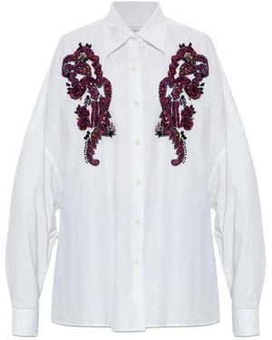 Dries Van Noten Bestickte Cocoon-Bluse - Weiß