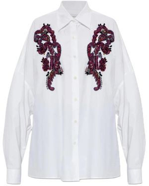 Dries Van Noten Geborduurde Cocoon Shirt - Wit