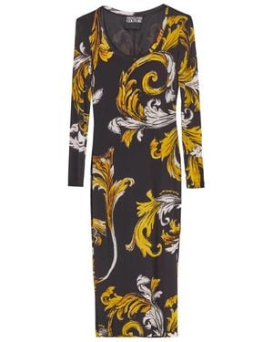 Versace Jeans Couture Barockes Langarm-Organza-Kleid - Schwarz
