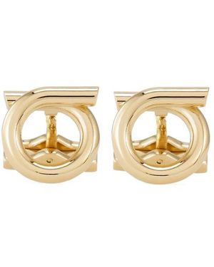 Ferragamo Accessoires ,Geel ,Goudkleurige Gancini Plaque Sieraden - Metallic