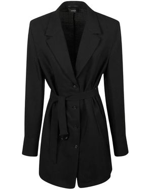 Wardrobe NYC Licht Getailleerde Jurk Met Shirtkraag - Zwart