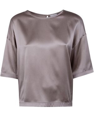Brunello Cucinelli Overhemden ,Bruin ,Blouses - Paars