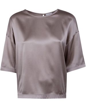 Brunello Cucinelli Overhemden ,Bruin ,Blouses - Paars