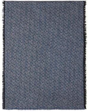 Borbonese Accessoires ,Blauw ,Wol Maxi Sjaal Logo Diagonale