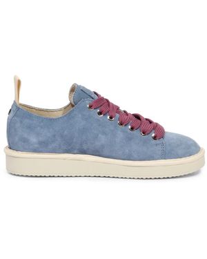 Pànchic Schoenen ,Blauw ,Suède Blauw-Bruine Roos Suède Veterschoenen
