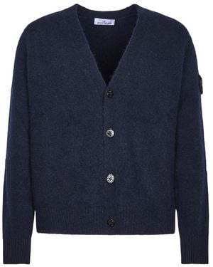 Stone Island Truien & Vesten ,Blauw ,Wol Alpaca-Blend Logo Cardigan