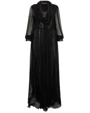 Alberta Ferretti Langes Kleid Mit Transparenten Ärmeln - Schwarz
