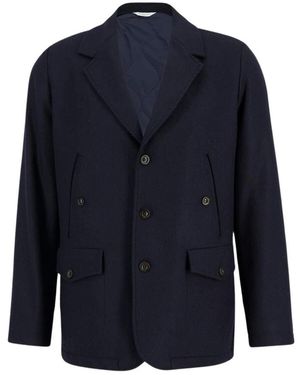 Boglioli Jassen ,Blauw ,Wol Wollen Jas Met Kasjmier En Knopen