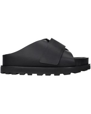 Jil Sander Schoenen ,Zwart ,Leer Leren Slippers
