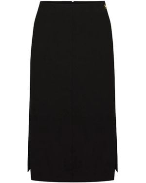 Elisabetta Franchi Midi-Rok Van Technische Stof - Zwart