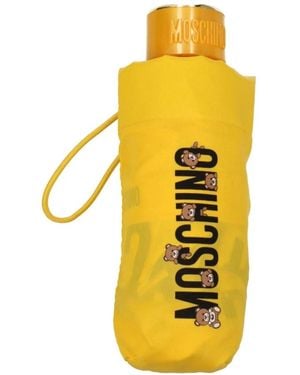 Moschino Gelber Polyester Regenschirm Mit Druckverschluss