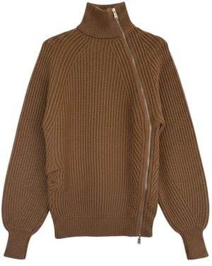 Dondup Strickjacke Mit Schrägem Reißverschluss - Braun