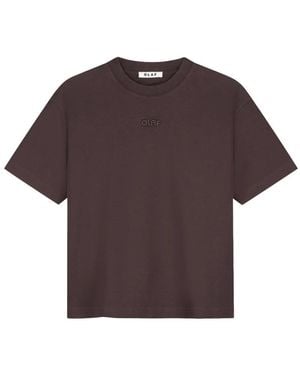 OLAF HUSSEIN Retro Logo Boxy Tee - Paars