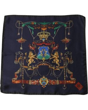 Dolce & Gabbana Navy Blue Heraldic Silk Square Foulard Scarf