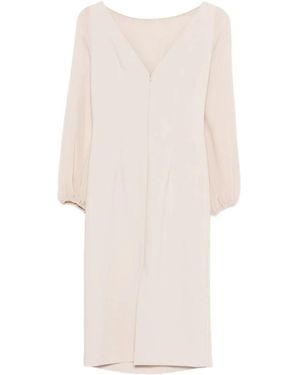 D.exterior Gedrapeerde Mini-Jurk Met Lange Mouwen - Naturel