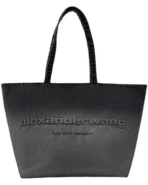 Alexander Wang Tassen ,Grijs ,Denim Punch Tote Coated Denim Large - Zwart