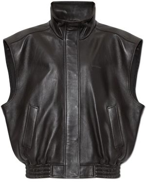 Balenciaga Jassen ,Bruin ,Katoen Mouweloze Blouson - Zwart