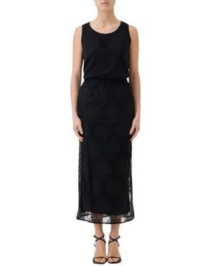 Pink Memories Midi Skirts - Black