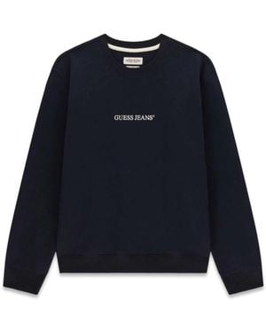 Guess Hoodies & Sweatvesten ,Blauw ,Katoen Slim Logo Crewneck Sweatshirt