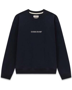 Guess Hoodies & Sweatvesten ,Blauw ,Katoen Slim Logo Crewneck Sweatshirt