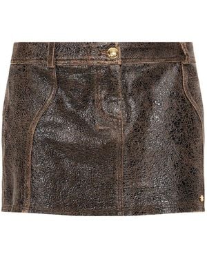 Amiri Leren Minirok - Bruin