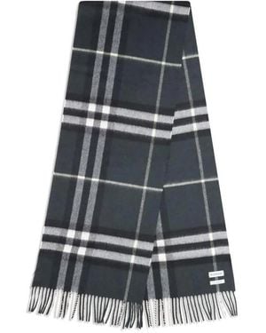 Burberry Schal Aus Kaschmir Mit Karomuster Und Fransen - Grau