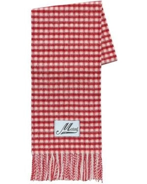 Marni Double Check Woll- Und Mohair-Schal - Rot