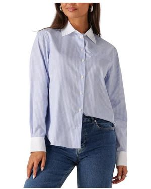 SELECTED Blauwe Katoenen Relaxte Contrast Ls Blouse