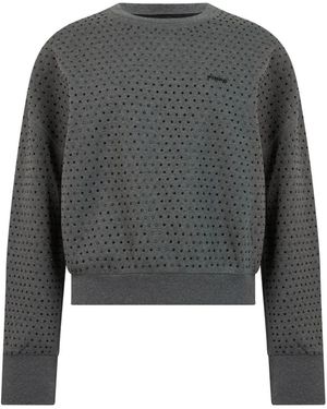 Pinko Hoodies & Sweatvesten ,Grijs ,Katoen Sweatshirt Met Applicaties
