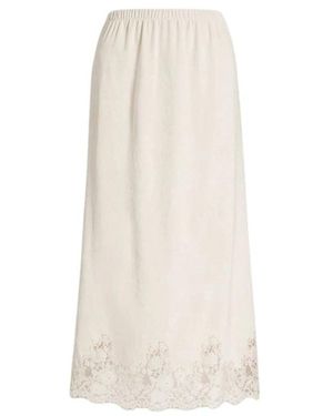 Alberta Ferretti Rokken ,Rechte Midi Rok Met Kanten Rand - Wit
