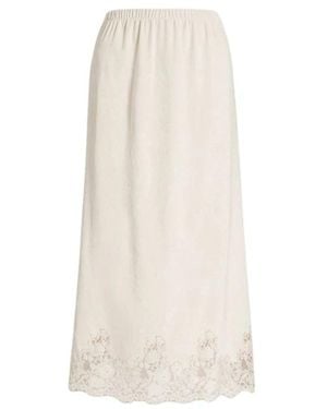 Alberta Ferretti Rokken ,Rechte Midi Rok Met Kanten Rand - Wit