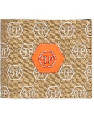 Philipp Plein Accessoires ,Leer French Wallet Jacquard Monogram - Metallic