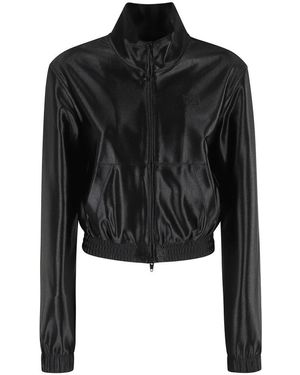 T By Alexander Wang Schwarze Shrunken Reißverschlussjacke