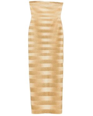 Hervé Léger Kleedjes ,Geel ,Nylon Strapless Bandage Jurk - Naturel