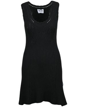 Moschino Kleedjes ,Zwart ,Katoen Gebreide Jurk Van Stretchstof