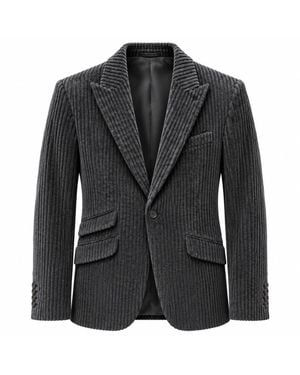 Dolce & Gabbana Jassen ,Zwart ,Leer Geribbelde Fluwelen Blazer
