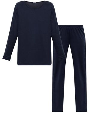 Hanro Nachtkleding ,Blauw ,Katoen Pilar Pyjamaset