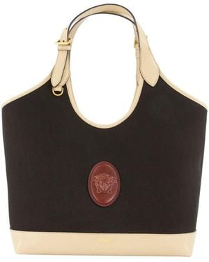 Versace Rivière Große Canvas Tote - Schwarz