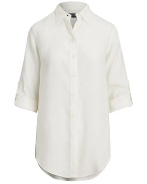Ralph Lauren Overhemden ,Wit ,Linnen Lichtgewicht Linnen Overhemd