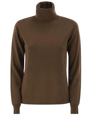 Max Mara Truien & Vesten ,Bruin ,Wol Wool Knit Turtleneck Jumper