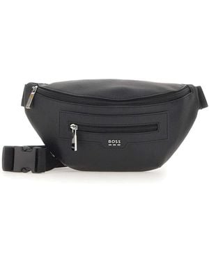 HUGO Reporter Bag With Red Logo Patch in Black for Men | UK