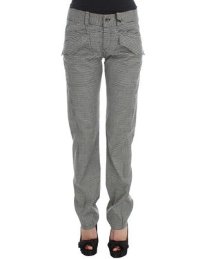 Ermanno Scervino Chequered Cotton Casual Trousers - Grey