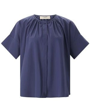 Weekend by Maxmara Bedruckte Bluse Aus Baumwollpopeline - Blau