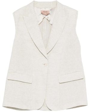 Twinset Jassen ,Leer Gilet Met Enkele Knoopsluiting En Klepzakken - Wit
