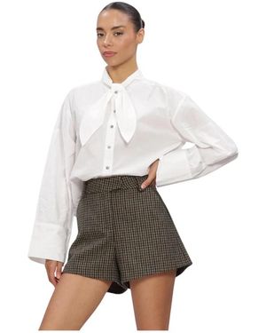 RUBY TUESDAY Overhemden ,Wit ,Leer Blouses Karmel Poplin Shirt With Bow Collar - Grijs