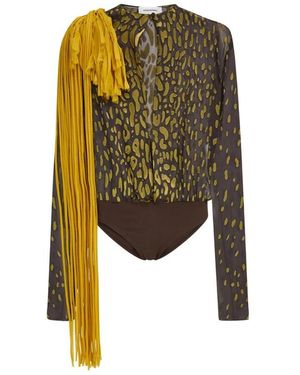 Ferragamo Tops ,Veelkleurig ,Body Met Bloemen Sjerp Detail - Groen