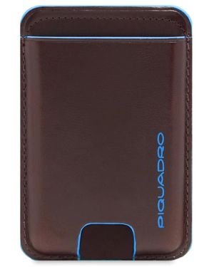 Piquadro Accessoires ,Bruin ,Leer Slanke Mag Safe Leren Kaarthouder Met Rfid-Bescherming