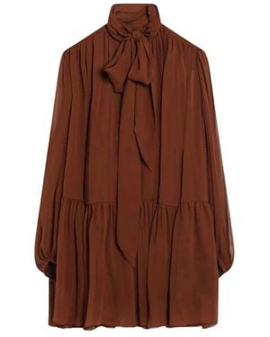 Saint Laurent Elegante Abito Jurken - Bruin